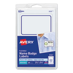 Flexible Adhesive Name Badge Labels, 2 1/3 x 3 3/8,