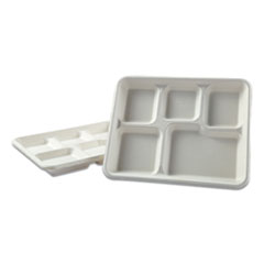 Bagasse Molded Fiber Dinnerware, 5-Compartment