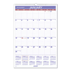 Erasable Wall Calendar, 15 1/2 x 22 3/4, White, 2019