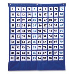 Hundreds Pocket Chart with 100 Clear Pockets, Colored
