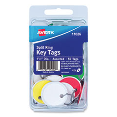 Key Tags with Split Ring, 1 1/4 dia, Assorted Colors,
