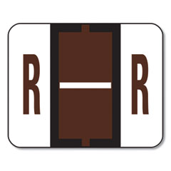 A-Z Color-Coded Bar-Style End Tab Labels, Letter R, Brown,