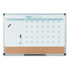 3-in-1 Calendar Planner Dry Erase Board, 36 x 24, Silver