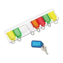 Color-Coded Key Tag Rack, 8-Key, Plastic, White, 10 1/2