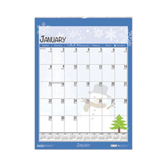 100% Recycled Seasonal Wall Calendar, 12 x 16 1/2, 2019
