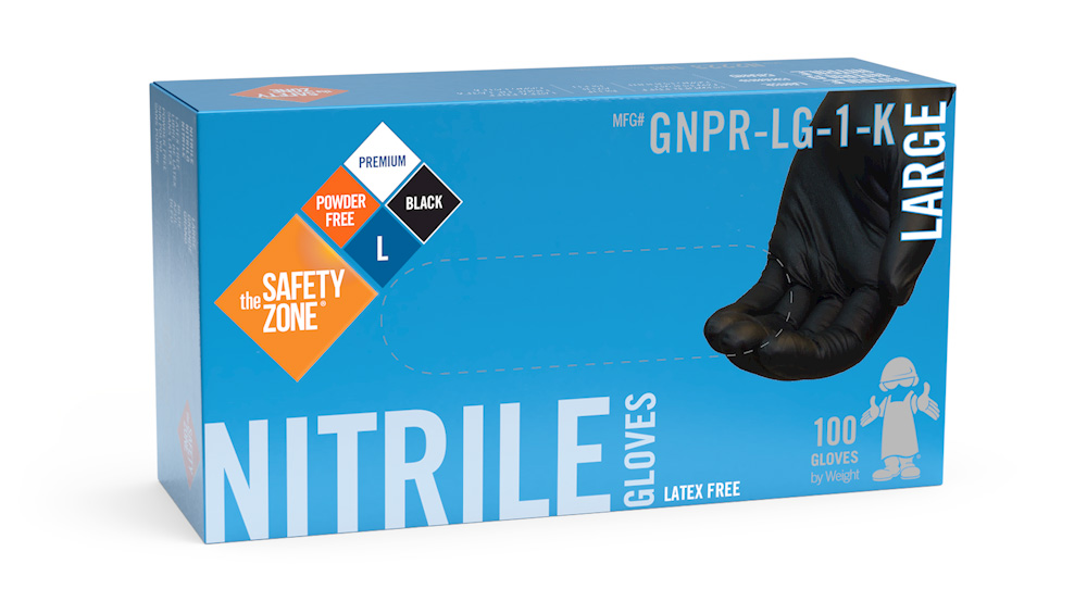 Nitrile Gloves, Powder Free, Black, 5.3 Mil, (100/Box)