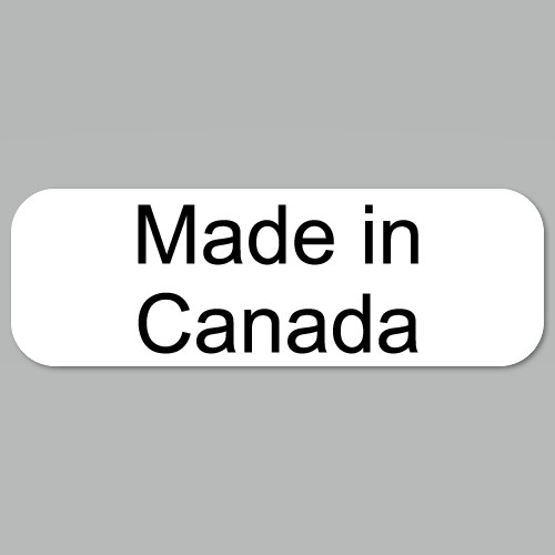 Custom Label, 3.5&quot; x 1.75&quot;,  White w/ Black Text, &quot;Made In 