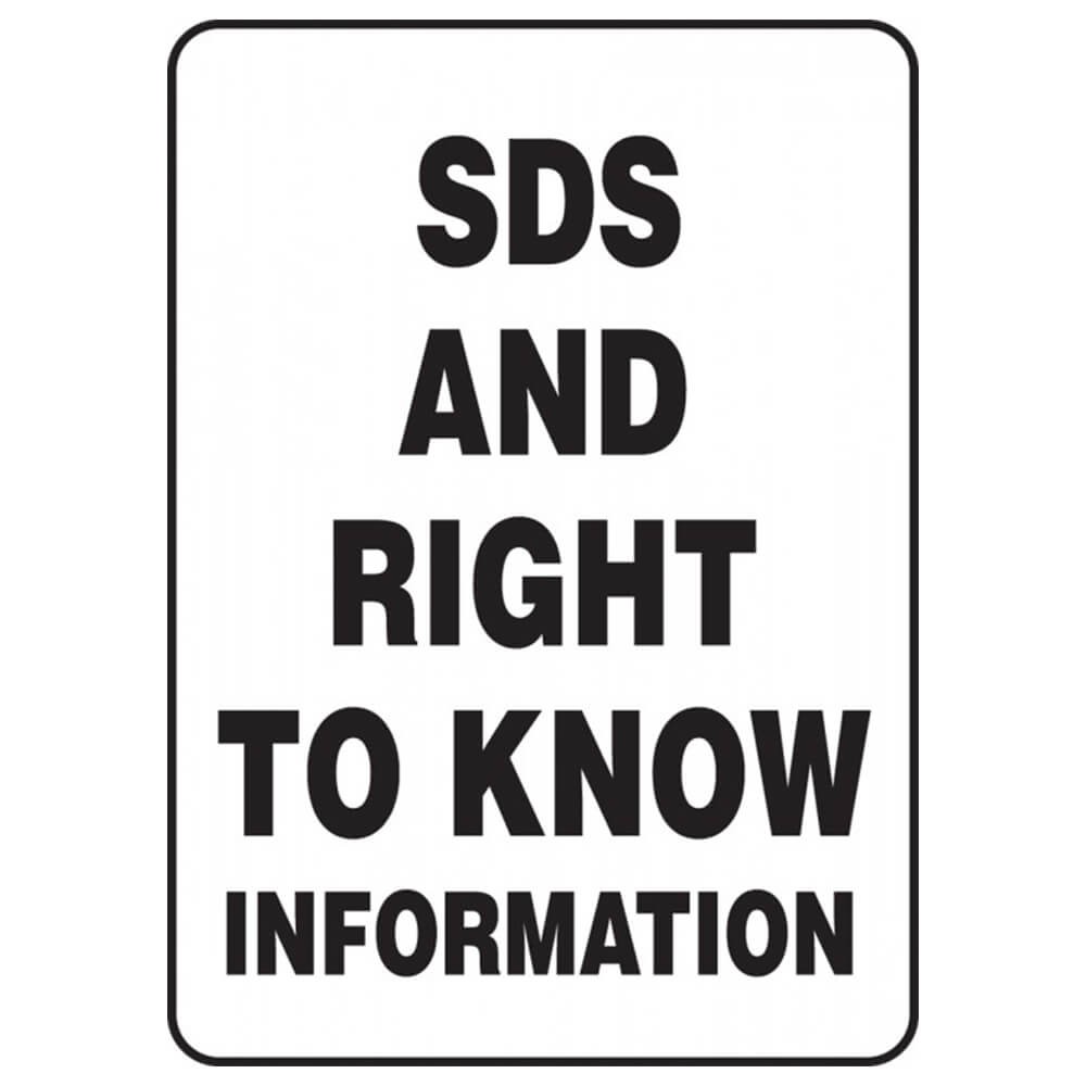SDS and Right to Know Info,  14x10, Aluminum