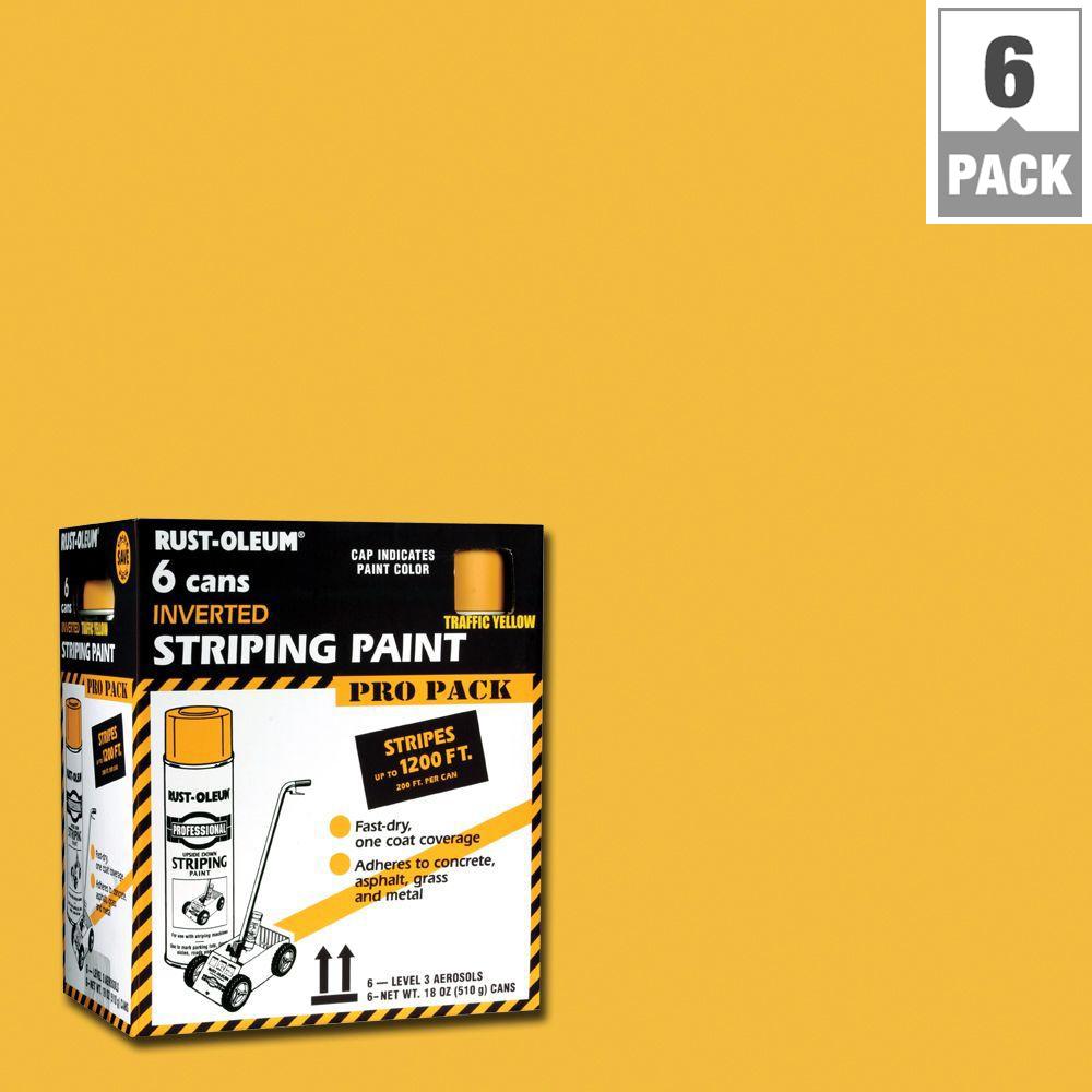 18 OZ. Flat Traffic Yellow  Inverted Striping Spray Paint, 